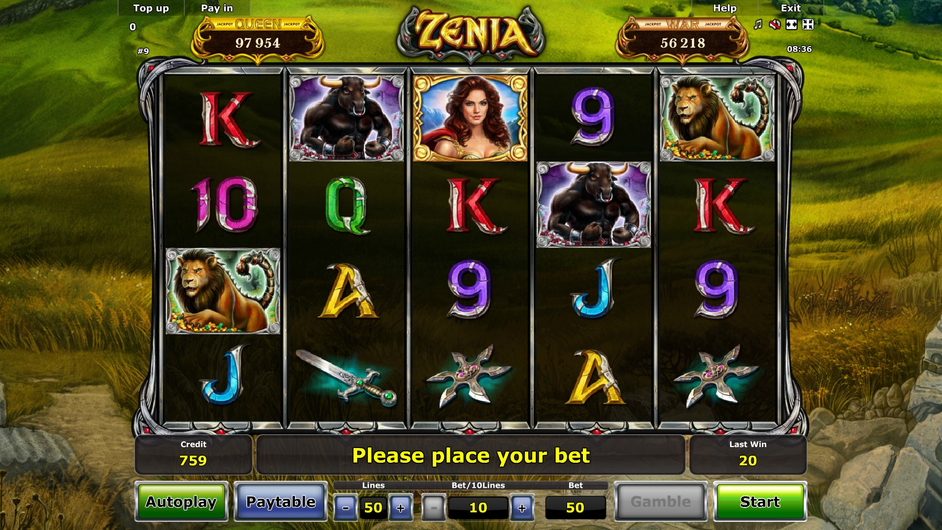 Zenia: Queen of War (Zenia: Queen of War) from category Slots