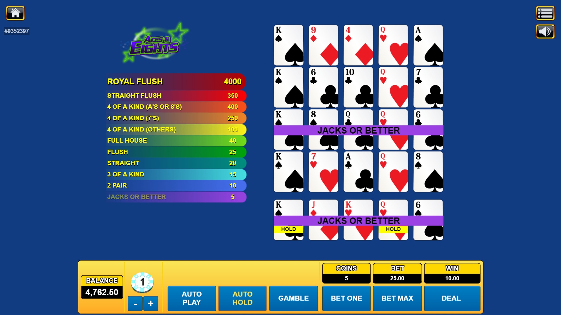 Aces and Eights (Aces and Eights) from category Video Poker